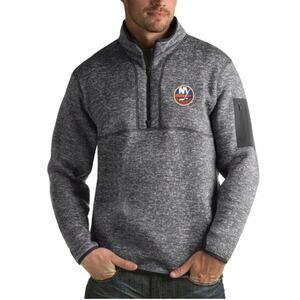 Men's Antigua Charcoal New York Islanders Fortune 1/2-Zip Pullover Jacket Size L